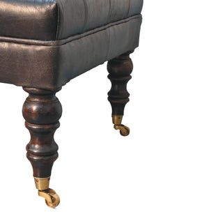 Leather Ottoman with Castor Legs