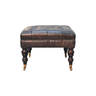 Leather Ottoman with Castor Legs