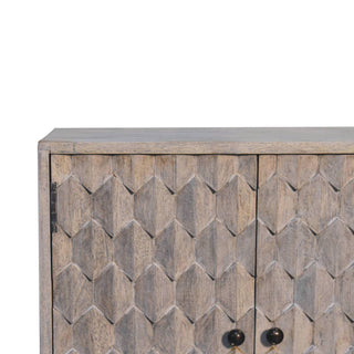 Narrow Pineapple Carved Cabinet, Stone Finish