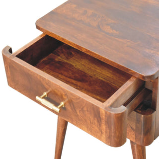Valen 2 Drawers Wooden Bedside Table, Chestnut