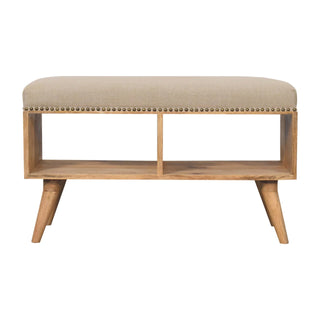 Studded Linen Storage Bench, Cream