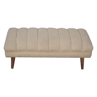 Boucle Puffer Bench, Cream