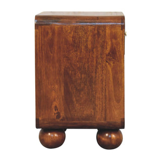 Mango Wood and Rattan Bedside Table, Chestnut Finish