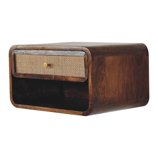 Wall Mounted Open Woven Bedside, Chestnut Finish