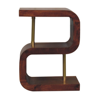 S-Curve Brass Wooden Side Table