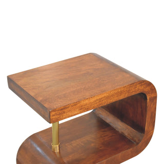 S-Curve Brass Wooden Side Table