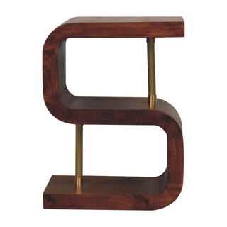 S-Curve Brass Wooden Side Table