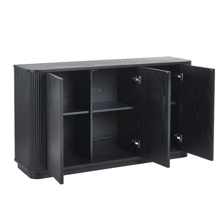 Louis Black Fluted Sideboard, Ash Wood