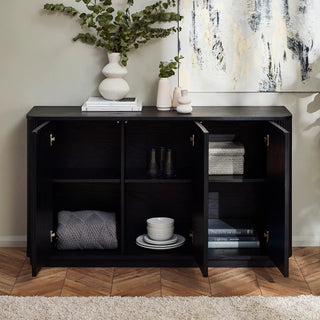 Louis Black Fluted Sideboard, Ash Wood