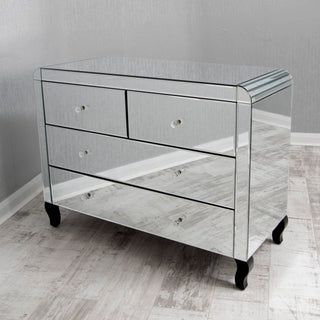 Clear Mirrored 2+2 Chest with Wood Legs