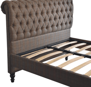 Mango Wood and Mixed Tweed Bed