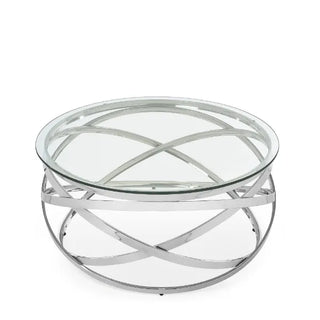 Vienna Coffee Table, Metal Swirl Base