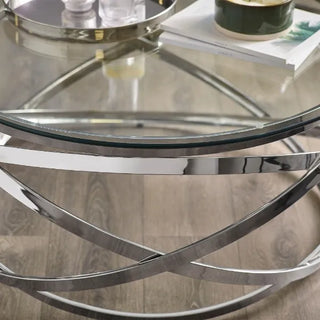 Vienna Coffee Table, Metal Swirl Base