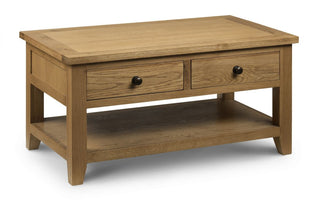 Astoria Coffee Table With 2 Drawers, Oak Wood