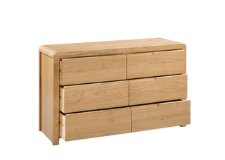 Curve Wooden 6 Drawer Wide Chest