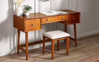 Lowry Wooden Dressing Table & Stool Set, Cherry