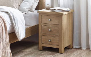 Memphis Limed Oak 3 Drawer Bedside