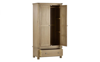 Memphis Limed Oak 2 Door 1 Drawer Wardrobe