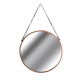 Copper Rimmed Round Mirror