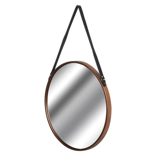 Copper Rimmed Round Mirror