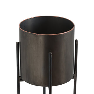 Large Gun Metal Cylindrical Planter