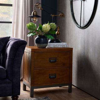 Two Drawer Bedside, Pine Plank Wood