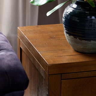 Two Drawer Bedside, Pine Plank Wood