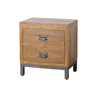 Two Drawer Bedside, Pine Plank Wood