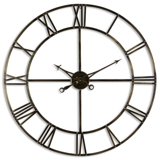 Antique Brass Skeleton Clock, Large