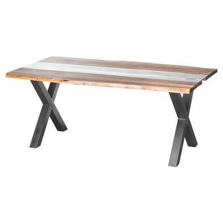 River Glass Dining Table, Acacia