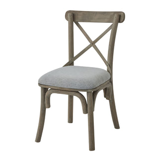 Cross Back Chair With Fabric Seat, Acacia Wood