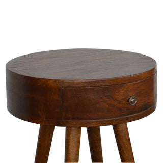 Circular Bedside Table, Chestnut
