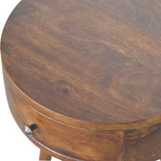 Circular Bedside Table, Chestnut