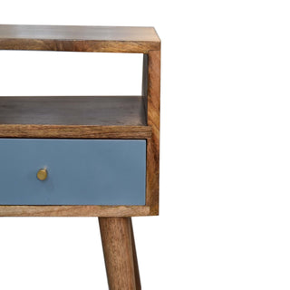 Narrow Bedside Table, Blue