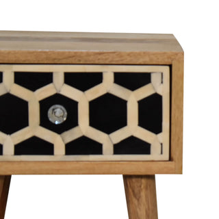 Narrow Bedside Table, Bone Inlay