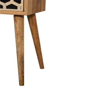 Narrow Bedside Table, Bone Inlay