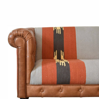 Durrie & Leather Mixed Sofa