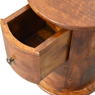 Drum Bedside Table, Chestnut