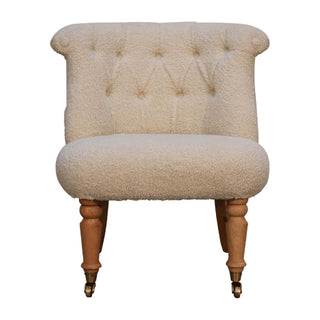 Bouclé Accent Chair, Cream