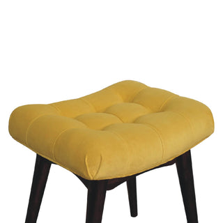 Narrow Velvet Curved Bench, Mustard