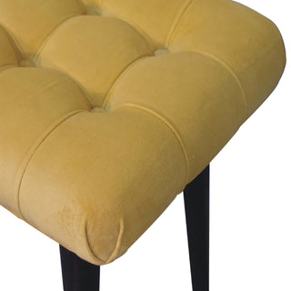 Narrow Velvet Curved Bench, Mustard