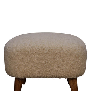 Bouclé Square Stool, Cream