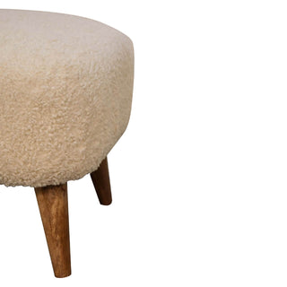 Bouclé Square Stool, Cream