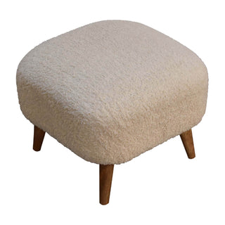 Bouclé Square Stool, Cream