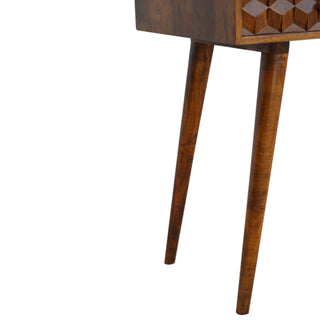 Cube Carved Console Table, Chestnut