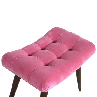 Velvet Curved Bench, Pink