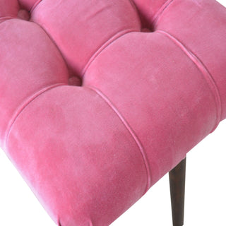 Velvet Curved Bench, Pink