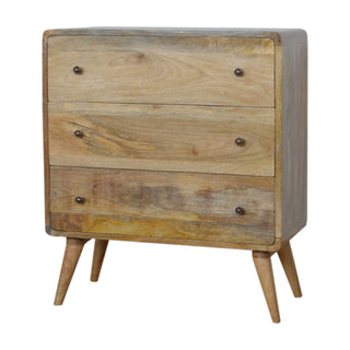 Curved 3 Drawer Chest, Oak Effect