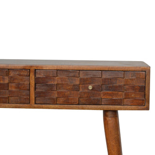 Tile Carved Console Table, Chestnut