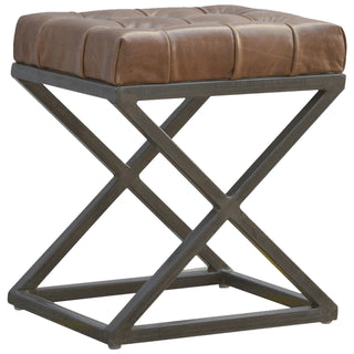 Industrial Stool, Iron and Leather